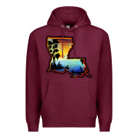Burgundy louisiana  sunset map Premium Hoodie - BarkalooDesign