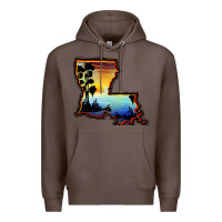 Coffee louisiana  sunset map Premium Hoodie - BarkalooDesign