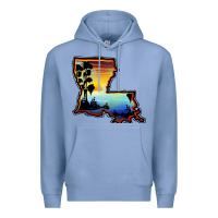 Colony Blue louisiana  sunset map Premium Hoodie - BarkalooDesign