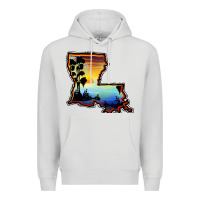 Dove Grey louisiana  sunset map Premium Hoodie - BarkalooDesign