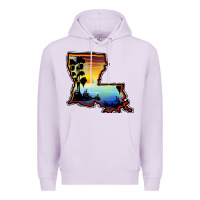 Lilac louisiana  sunset map Premium Hoodie - BarkalooDesign