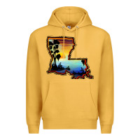Mustard louisiana  sunset map Premium Hoodie - BarkalooDesign