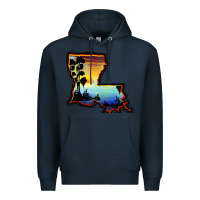 Navy louisiana  sunset map Premium Hoodie - BarkalooDesign