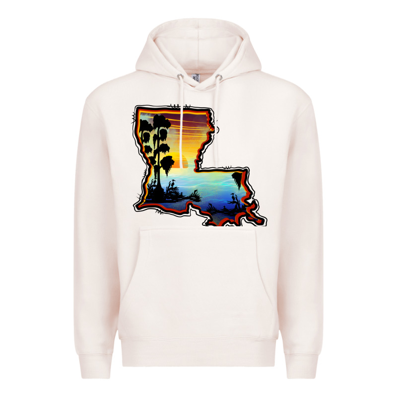 Louisiana  Sunset Map Premium Hoodie by BarkalooDesign | Teevron