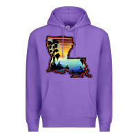 Purple louisiana  sunset map Premium Hoodie - BarkalooDesign