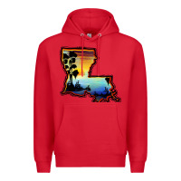 Red louisiana  sunset map Premium Hoodie - BarkalooDesign