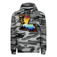 Slate Camo louisiana  sunset map Premium Hoodie - BarkalooDesign