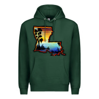 Sports Green louisiana  sunset map Premium Hoodie - BarkalooDesign