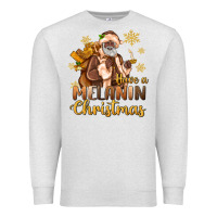 Oatmeal Heather have a melanin christmas black santa Premium Sweatshirt - MaliasSmallBusiness