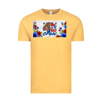 Vintage Mustard floral 4th of july crew license plate Vintage Tee - HRA Design Shop