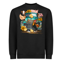 Black farm truck farm animals Heavyweight Sweatshirt - FaDigitalArtStudio