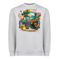 Heather Grey farm truck farm animals Heavyweight Sweatshirt - FaDigitalArtStudio