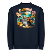 Navy farm truck farm animals Heavyweight Sweatshirt - FaDigitalArtStudio