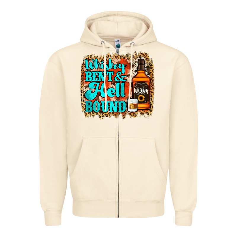 Whiskey Bent And Hell Bound Zipper Hoodie by Jasminsmagicworld | Teevron