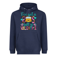 Navy ive got a bus full of valentine Heavyweight Hoodie - NancyCooperArtShop