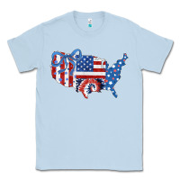 Dusty Blue America map Classic Tee - CowhideDigitalArt