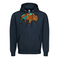 Navy bison Zipper Hoodie - Jasminsmagicworld