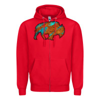 Red bison Zipper Hoodie - Jasminsmagicworld