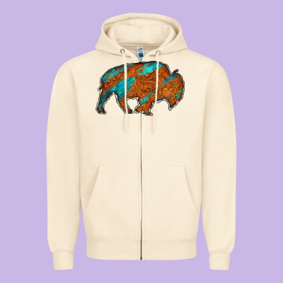 Bison Zipper Hoodie Designed By Jasminsmagicworld