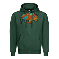 Sports Green bison Zipper Hoodie - Jasminsmagicworld