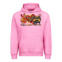 Fuchsia Pink peace love school bus Urban Hoodie - texasbilliewilder