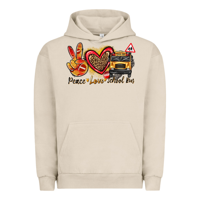 Peace Love School Bus Urban Hoodie by texasbilliewilder | Teevron