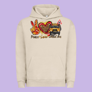 Peace Love School Bus Urban Hoodie Designed By Texasbilliewilder