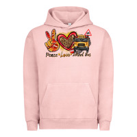 Pigment Salmon peace love school bus Urban Hoodie - texasbilliewilder