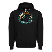 Black blessed rainbow cowhide aztec Zipper Hoodie - Jasminsmagicworld
