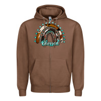 Chestnut blessed rainbow cowhide aztec Zipper Hoodie - Jasminsmagicworld