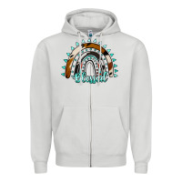 Dove Grey blessed rainbow cowhide aztec Zipper Hoodie - Jasminsmagicworld