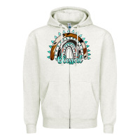 Oatmeal Heather blessed rainbow cowhide aztec Zipper Hoodie - Jasminsmagicworld