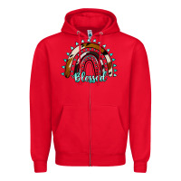 Red blessed rainbow cowhide aztec Zipper Hoodie - Jasminsmagicworld
