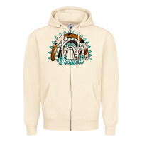 Sandshell blessed rainbow cowhide aztec Zipper Hoodie - Jasminsmagicworld