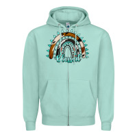 Seafoam blessed rainbow cowhide aztec Zipper Hoodie - Jasminsmagicworld