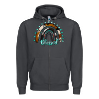 Smoke blessed rainbow cowhide aztec Zipper Hoodie - Jasminsmagicworld