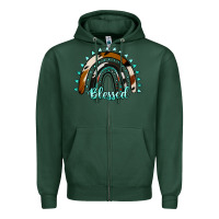 Sports Green blessed rainbow cowhide aztec Zipper Hoodie - Jasminsmagicworld