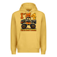 Antique Gold i'm four this is how i roll monster truck birthday Premium Hoodie - Jasminsmagicworld