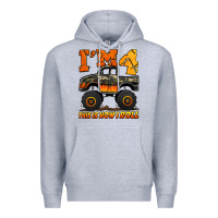 Heather Grey i'm four this is how i roll monster truck birthday Premium Hoodie - Jasminsmagicworld
