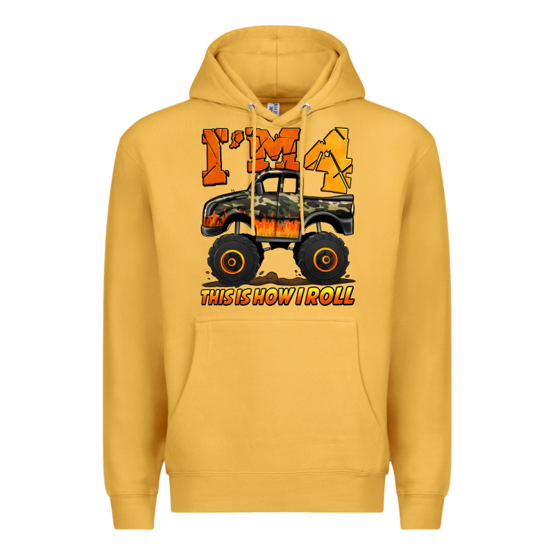 I'm Four This Is How I Roll Monster Truck Birthday Premium Hoodie by Jasminsmagicworld | Teevron