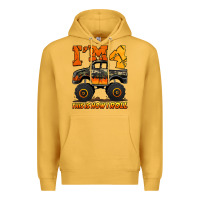 Mustard i'm four this is how i roll monster truck birthday Premium Hoodie - Jasminsmagicworld