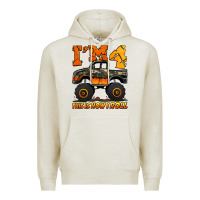 Oatmeal Heather i'm four this is how i roll monster truck birthday Premium Hoodie - Jasminsmagicworld