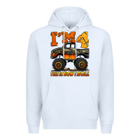 White i'm four this is how i roll monster truck birthday Premium Hoodie - Jasminsmagicworld