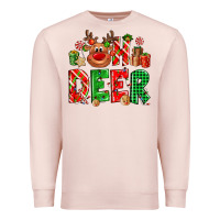 Pale Pink Oh deer Reindeer Premium Sweatshirt - NancyCooperArtShop