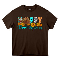 Chocolate Brown Happy Thanksgiving Heavy Core Tee - Artiststas