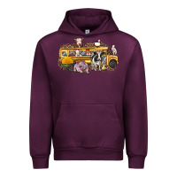 Mauve Wine farm animals school bus Urban Hoodie - texasbilliewilder