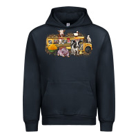 Navy farm animals school bus Urban Hoodie - texasbilliewilder