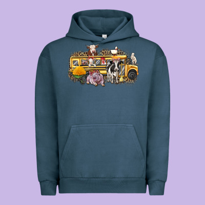 Farm Animals School Bus Urban Hoodie Designed By Texasbilliewilder