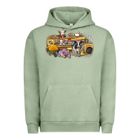 Pigment Oil Green farm animals school bus Urban Hoodie - texasbilliewilder