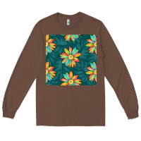 Chestnut colorful tropical flowers seamless pattern Long Sleeve Tee - BundleAndBundleShop